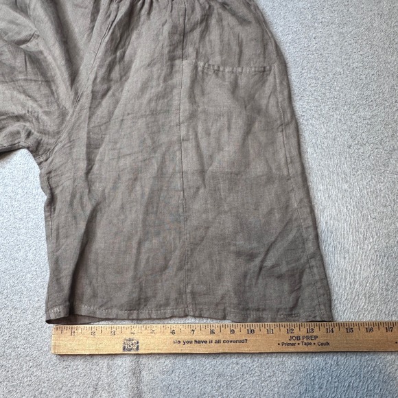 Beyond Capri Shorts Womens One Size 100% Linen Made in Italy Taupe Brown - Picture 8 of 10